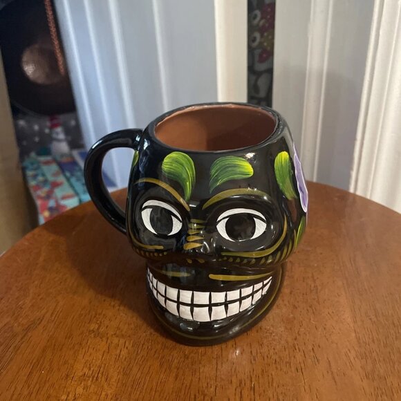 Mexican Calavera Handmade Mug, 10 oz, Made in Mexico - Signed - Picture 1 of 7